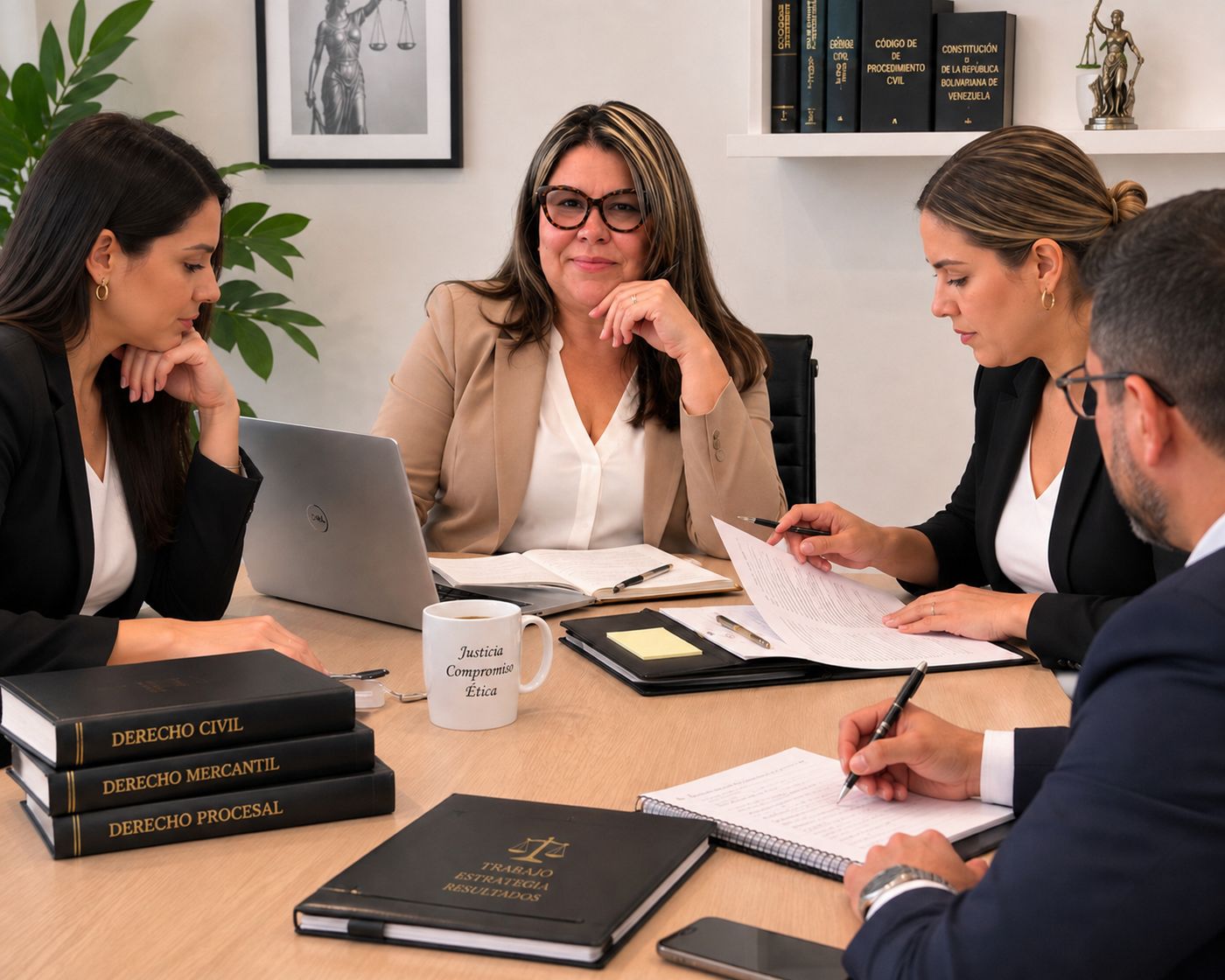 Dra. Deudelis Benite en reunión de trabajo con su equipo profesional
